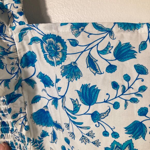 Womens Draper James Floral Smocked Sundress White Teal L Cotton - Picture 8 of 11